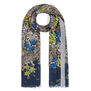 Blue floral wool scarf